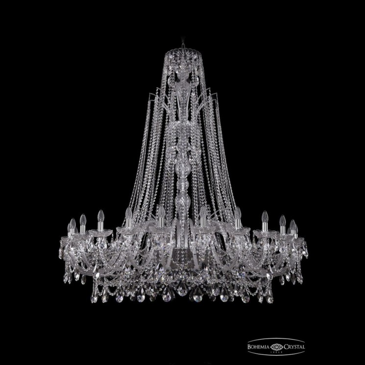 Люстра хрустальная 1411/24/530/XL-163 Ni Bohemia Ivele Crystal (Стеклянный рожок)