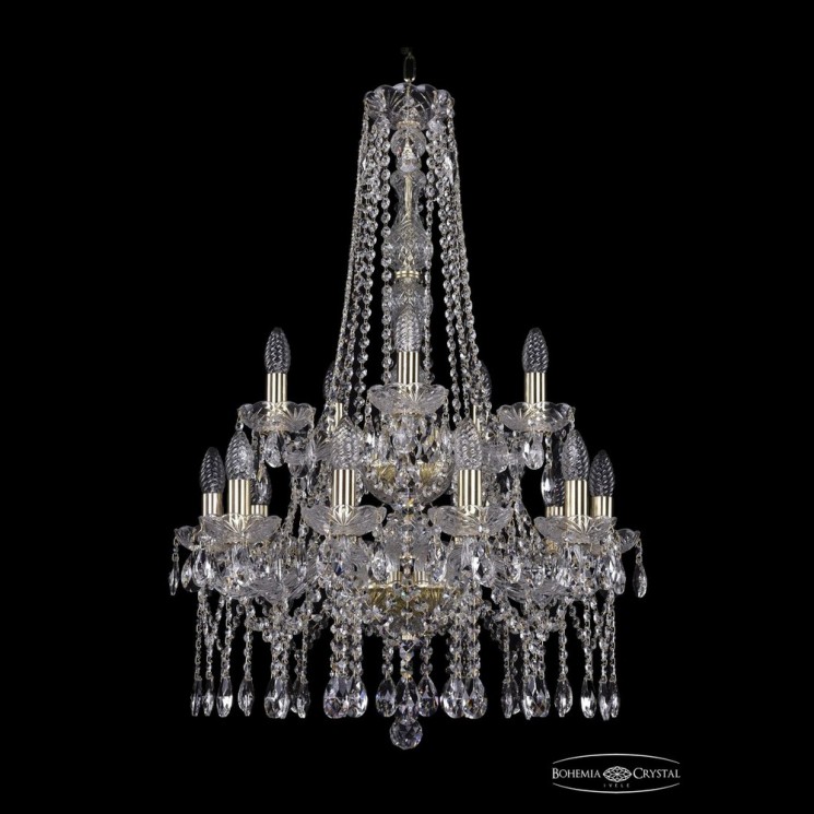 Люстра хрустальная 1413/10+5/200/h-87/2d G Bohemia Ivele Crystal (Стеклянный рожок)