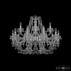 Люстра хрустальная 1409/10+5/300 Ni  Bohemia Ivele Crystal (Стеклянный рожок)