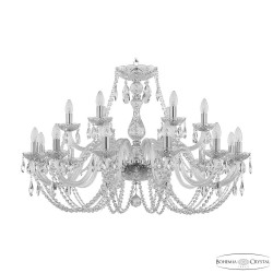Люстра хрустальная 101/12+6/360 Ni Bohemia Ivele Crystal (Стеклянный рожок)