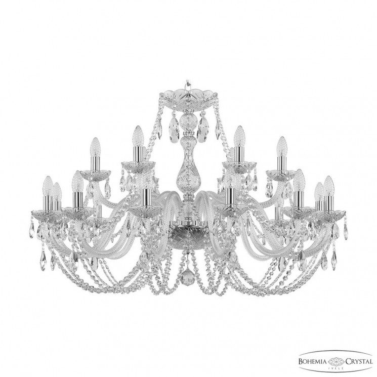 Люстра хрустальная 101/12+6/360 Ni Bohemia Ivele Crystal (Стеклянный рожок)