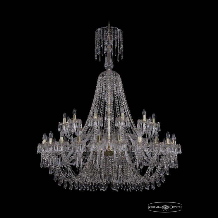 Люстра хрустальная 1403/24+12/530/XL-160 G Bohemia Ivele Crystal (Стеклянный рожок)