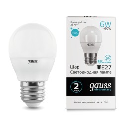 Светодиодная лампа Gauss Шар 6W 450Lm 4100K E27 5322653226_GAUSS