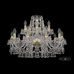 Люстра хрустальная 1409/10+5/240 G Bohemia Ivele Crystal (Стеклянный рожок)