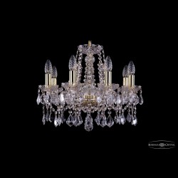Люстра хрустальная 1413/8/165 G Leafs Bohemia Ivele Crystal (Стеклянный рожок)