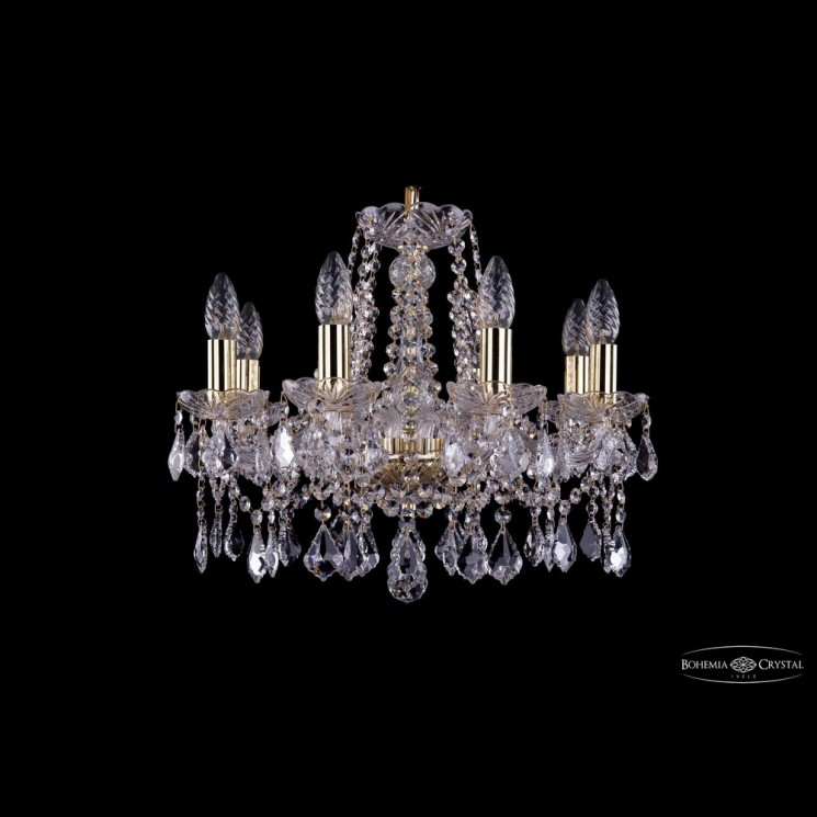 Люстра хрустальная 1413/8/165 G Leafs Bohemia Ivele Crystal (Стеклянный рожок)
