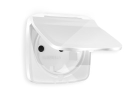 Ambrella Light Лицевая панель для розетки с заземлением со шторками и крышкой IP44 QUANT Ambrella Volt OMEGA OP1080
