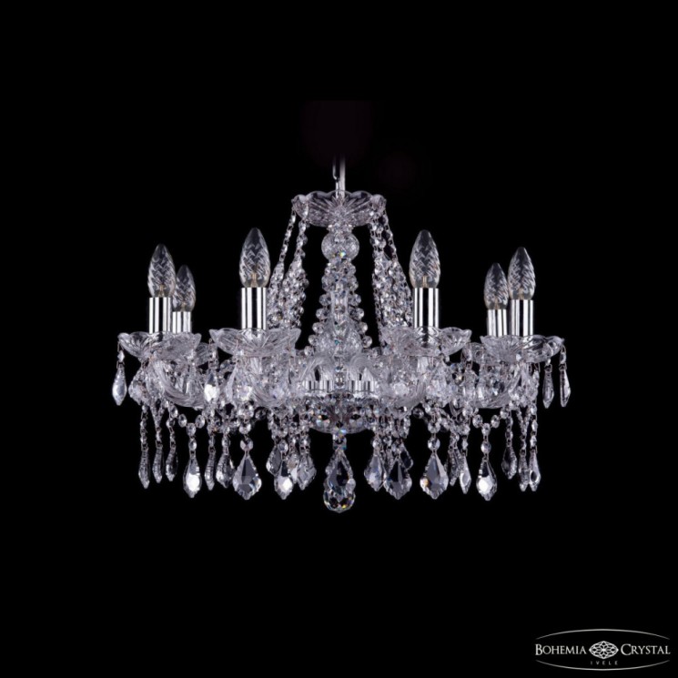 Люстра хрустальная 1413/8/200 Ni Leafs Bohemia Ivele Crystal (Стеклянный рожок)