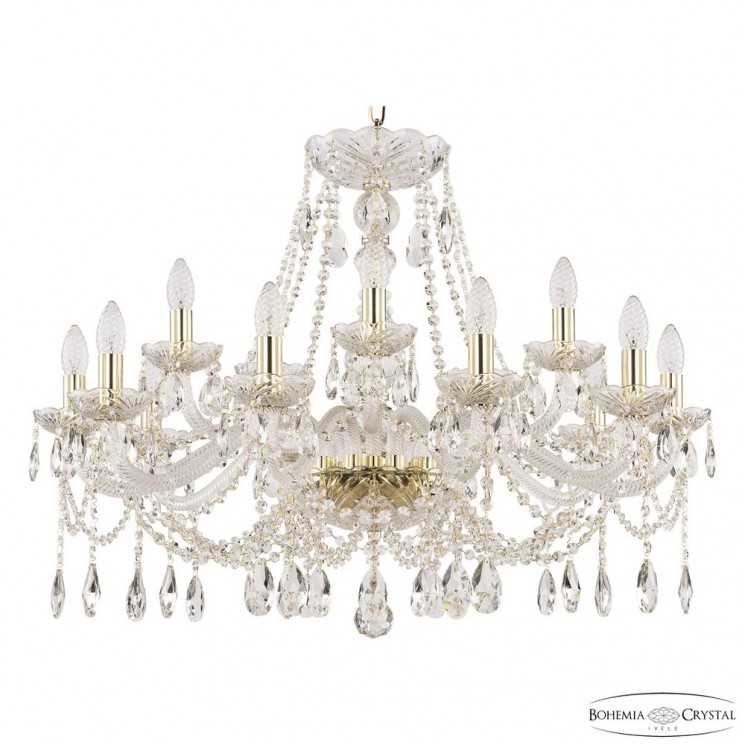 Люстра хрустальная 107/10+5/300 G Bohemia Ivele Crystal (Стеклянный рожок)