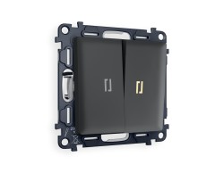 Ambrella Light Комплект механизма 2-клавишного проходного выключателя с подсветкой 3200K Ambrella Volt ALFA MA904030