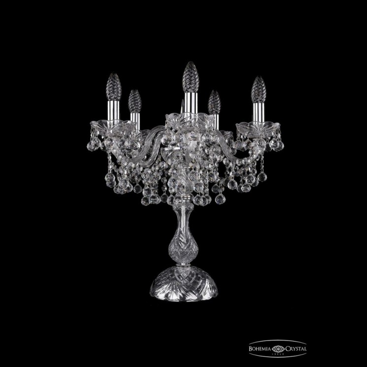 Настольная лампа 1409L/5/141-47 Ni Bohemia Ivele Crystal (Стеклянный рожок)