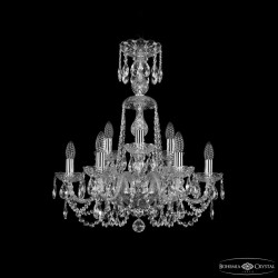 Люстра хрустальная 1402/6+3/195/XL-64 Ni Bohemia Ivele Crystal (Стеклянный рожок)