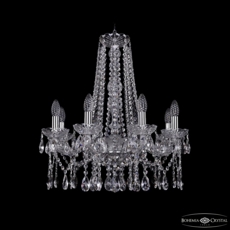 Люстра хрустальная 1413/8/200/h-61 Ni Bohemia Ivele Crystal (Стеклянный рожок)