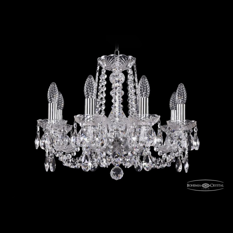 Люстра хрустальная 1402/8/160 Ni Bohemia Ivele Crystal (Стеклянный рожок)