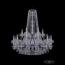 Люстра хрустальная 1409/12+6/300/h-94/2d Ni Bohemia Ivele Crystal (Стеклянный рожок)