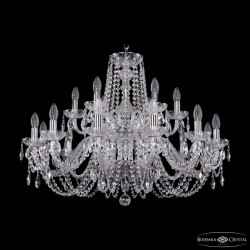 Люстра хрустальная 1402/12+6/300/2d Ni Bohemia Ivele Crystal (Стеклянный рожок)