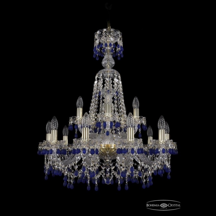 Люстра хрустальная 1410/10+5/240/XL-80 G V3001 Bohemia Ivele Crystal (Стеклянный рожок)