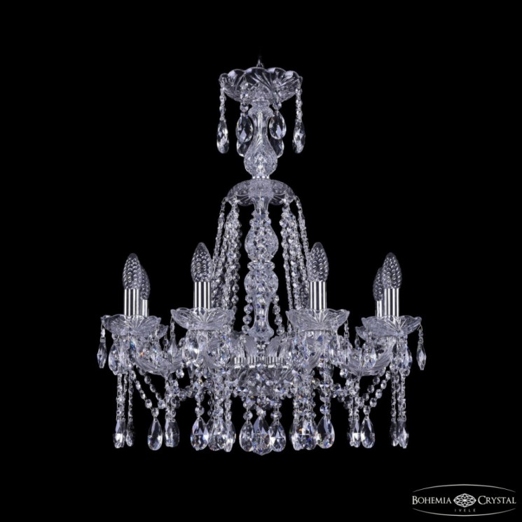 Люстра хрустальная 1413/8/200/XL-66 Ni Bohemia Ivele Crystal (Стеклянный рожок)
