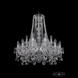 Люстра хрустальная 1411/12+6/240/h-80 Ni Bohemia Ivele Crystal (Стеклянный рожок)