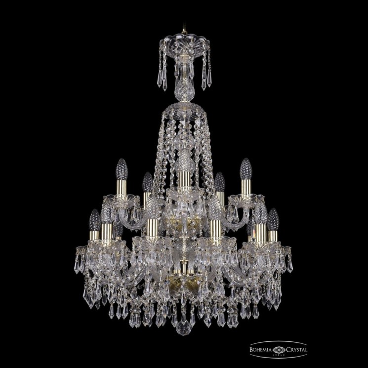Люстра хрустальная 1403/10+5/195/XL-84/2d G Bohemia Ivele Crystal (Стеклянный рожок)
