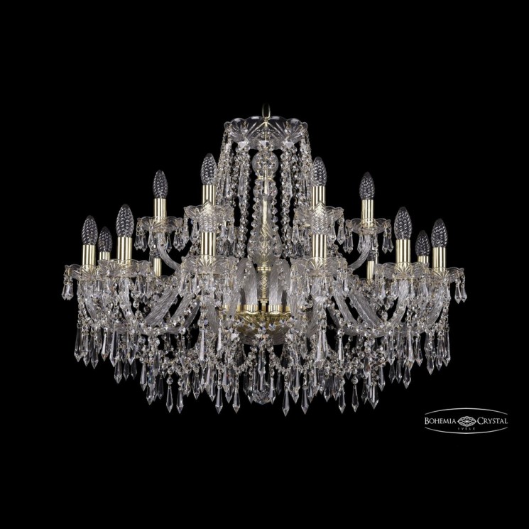 Люстра хрустальная 1403/12+6/300 G Bohemia Ivele Crystal (Стеклянный рожок)