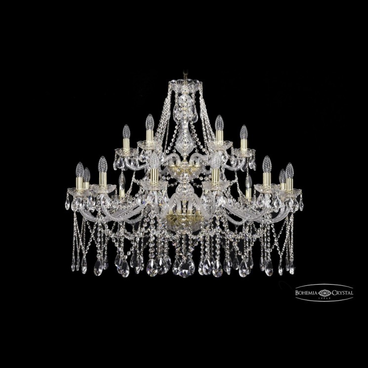 Люстра хрустальная 1413/12+6/360/2d G Bohemia Ivele Crystal (Стеклянный рожок)
