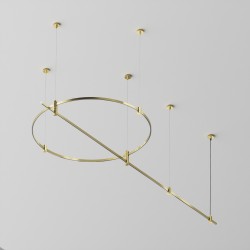 Maytoni Готовая конструкция круглая + прямая двухуровневая на тросовых подвесах Hang без светильников и блока питания, латунь