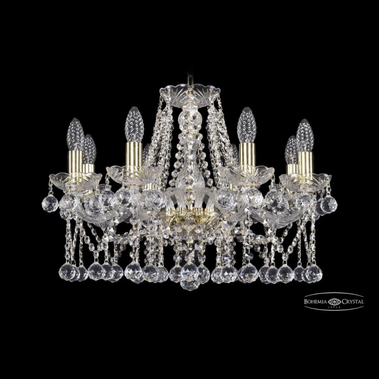 Люстра хрустальная 1413/8/200 G Balls Bohemia Ivele Crystal (Стеклянный рожок)