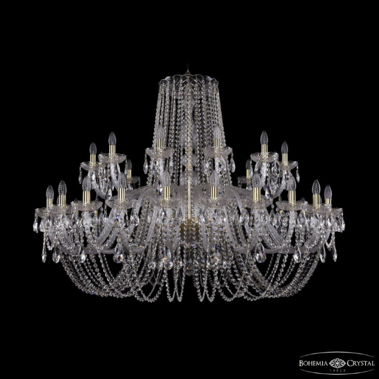 Люстра хрустальная 1402/24+12/530 G Bohemia Ivele Crystal (Стеклянный рожок)