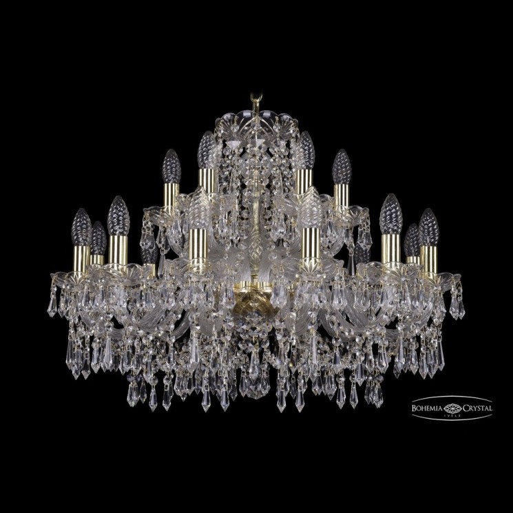 Люстра хрустальная 1403/12+6/240 G Bohemia Ivele Crystal (Стеклянный рожок)