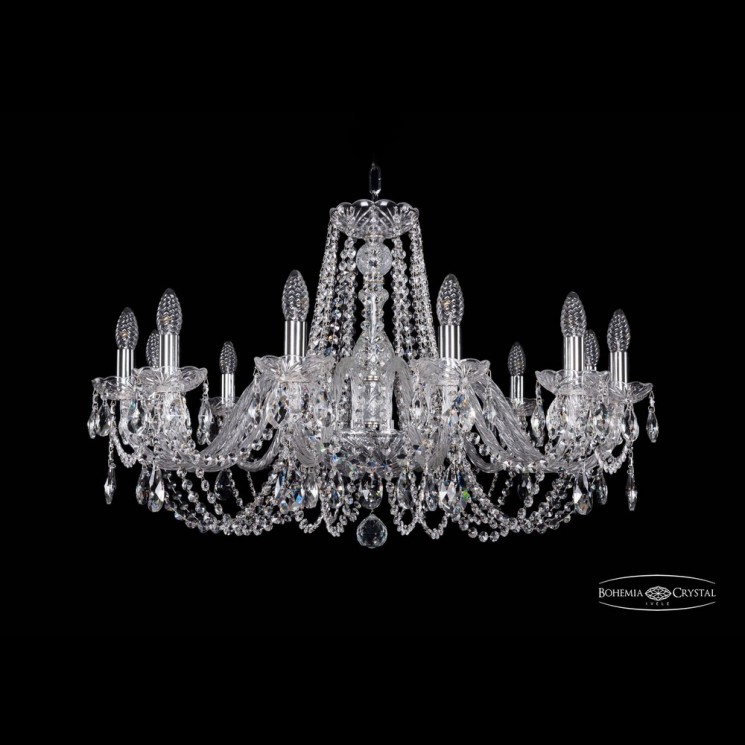 Люстра хрустальная 1402/12/300 Ni Bohemia Ivele Crystal (Стеклянный рожок)