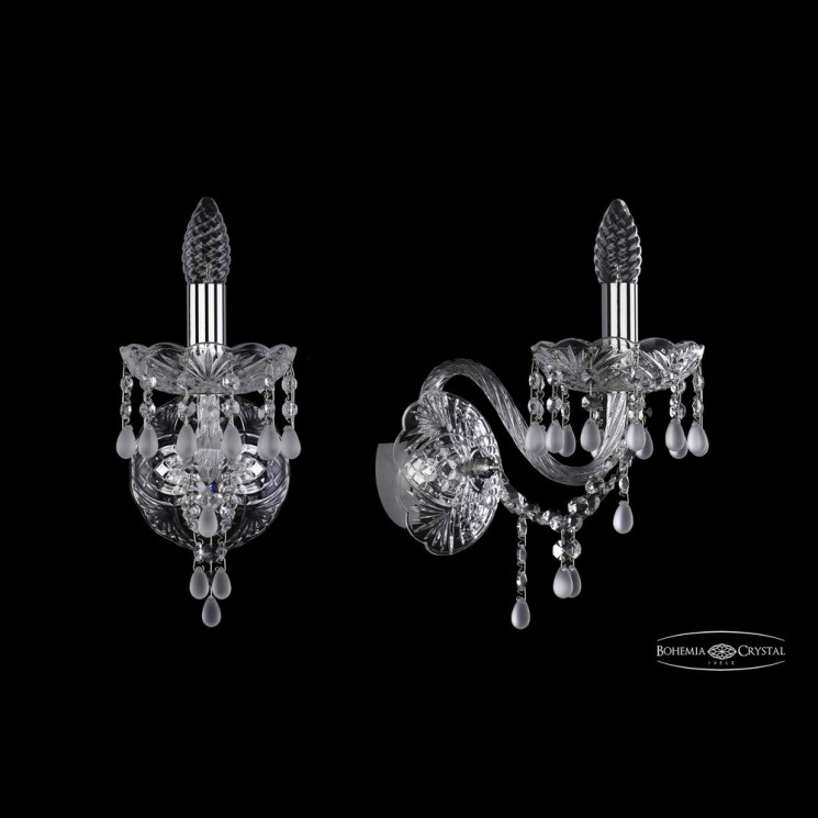 Бра хрустальные 1410B/1/160/XL Ni V0300 Bohemia Ivele Crystal (Стеклянный рожок)