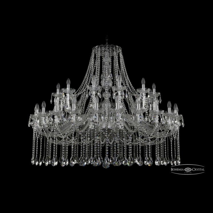 Люстра хрустальная 1413/24+12/530 Ni Bohemia Ivele Crystal (Стеклянный рожок)