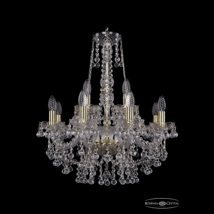 Люстра хрустальная 1409/8+4/195/h-62 G Bohemia Ivele Crystal (Стеклянный рожок)