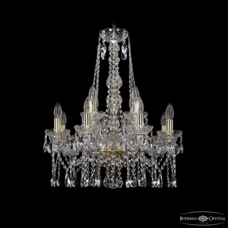 Люстра хрустальная 1413/8+4/200/h-66 G Bohemia Ivele Crystal (Стеклянный рожок)