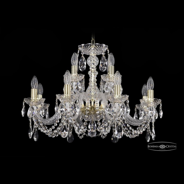 Люстра хрустальная 1402/8+4/240 G Bohemia Ivele Crystal (Стеклянный рожок)