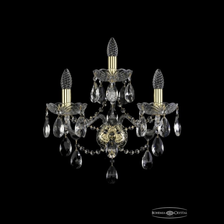 Бра хрустальные 1415B/2+1/200/XL G Bohemia Ivele Crystal (Стеклянный рожок)