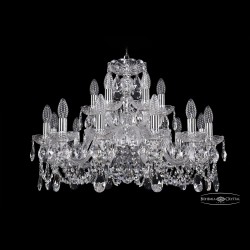 Люстра хрустальная 1402/12+6/240 Ni Bohemia Ivele Crystal (Стеклянный рожок)