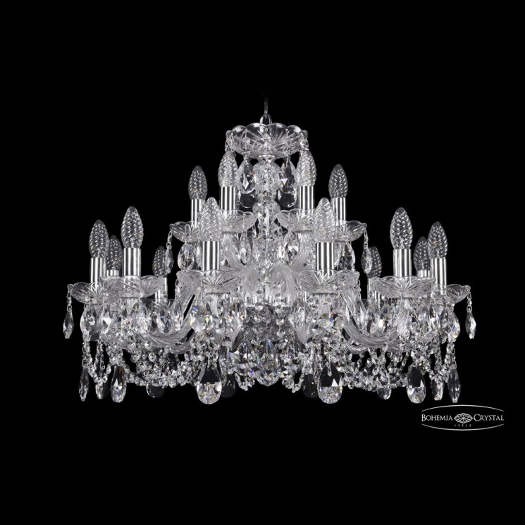 Люстра хрустальная 1402/12+6/240 Ni Bohemia Ivele Crystal (Стеклянный рожок)