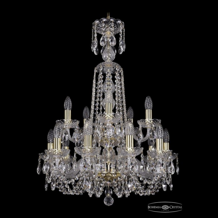 Люстра хрустальная 1402/10+5/195/XL-81/2d G Bohemia Ivele Crystal (Стеклянный рожок)