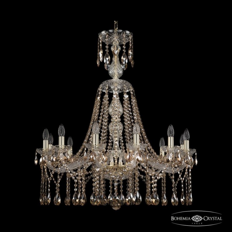 Люстра хрустальная 1413/12/300/XL-91 G R721 Bohemia Ivele Crystal (Стеклянный рожок)