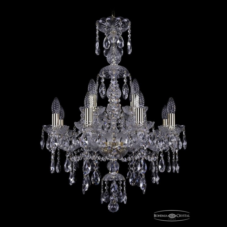 Люстра хрустальная 1415/8+4/200/XL-76 G Bohemia Ivele Crystal (Стеклянный рожок)