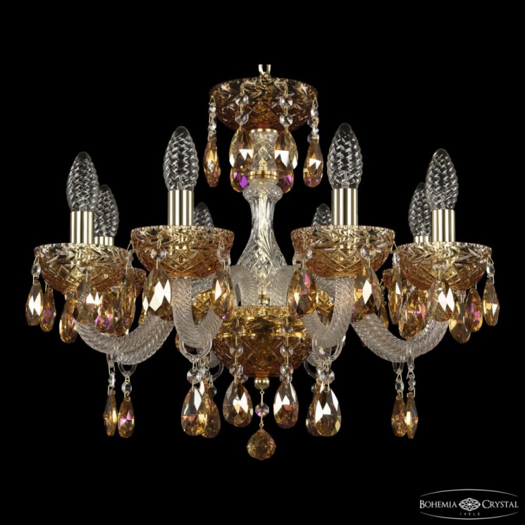 Люстра с цветным хрусталём 5417/8/165 G Amber/M-1F K777 Bohemia Ivele Crystal (5417)