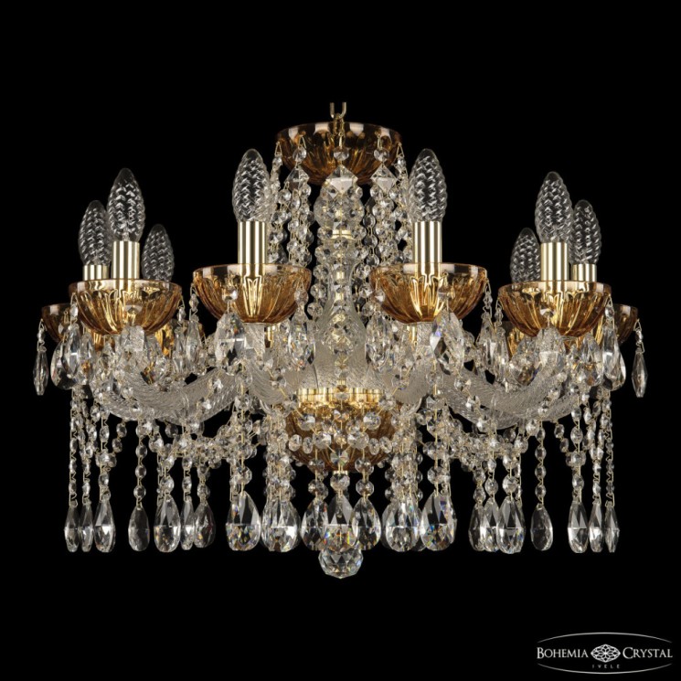 Люстра с цветным хрусталём 5413/10/200 G Amber/M-1H Bohemia Ivele Crystal (5413)