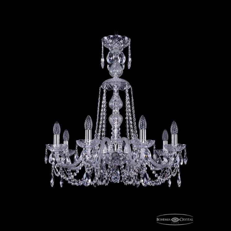 Люстра хрустальная 1402/8/240/XL-73 Ni Bohemia Ivele Crystal (Стеклянный рожок)