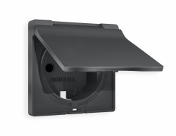 Ambrella Light Лицевая панель для электрической розетки с заземлением со шторками и крышкой IP44 QUANT Ambrella Volt ALFA AP9080