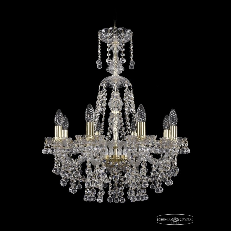 Люстра хрустальная 1409/8/195/XL-68 G Bohemia Ivele Crystal (Стеклянный рожок)