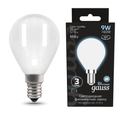 Светодиодная филаментная лампа Gauss Шар 9W 610Lm 4100K E14 105201209105201209_GAUSS