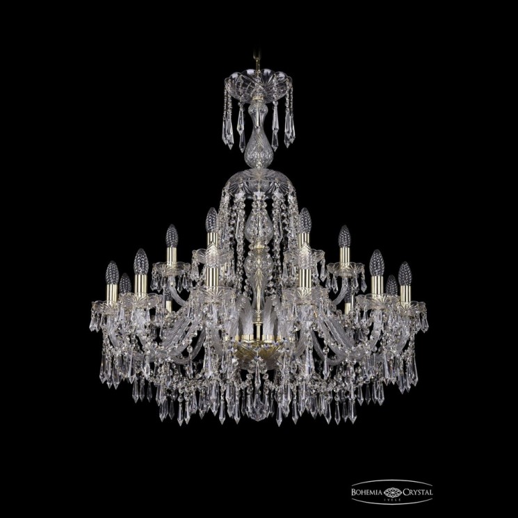 Люстра хрустальная 1403/12+6/300/XL-95 G Bohemia Ivele Crystal (Стеклянный рожок)