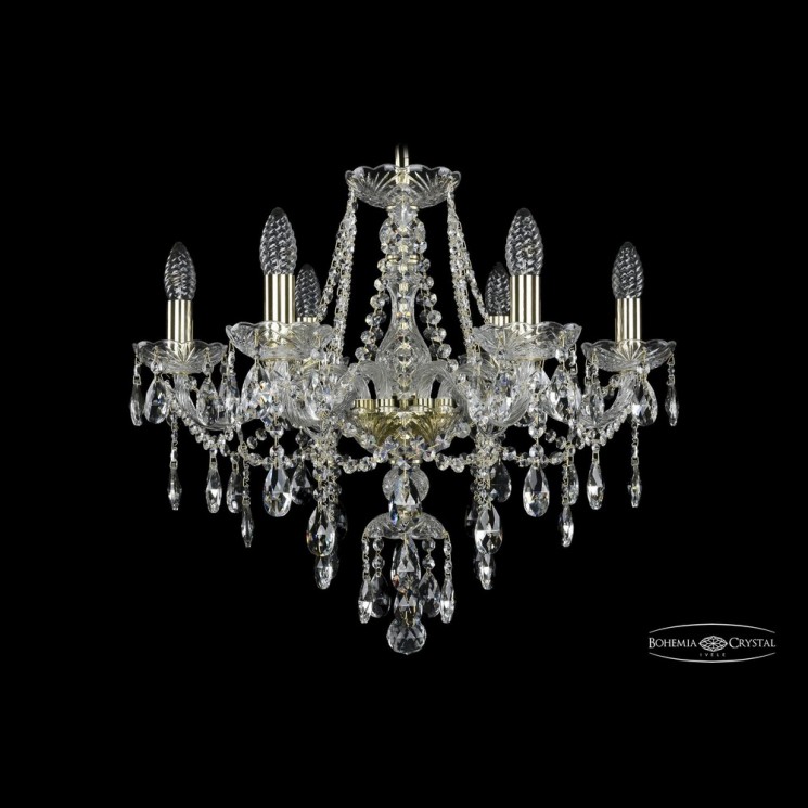 Люстра хрустальная 1415/6/200 G Bohemia Ivele Crystal (Стеклянный рожок)
